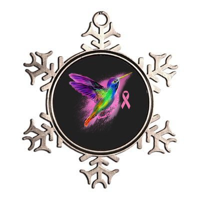 Humming Bird Breast Cancer Awareness Metallic Star Ornament