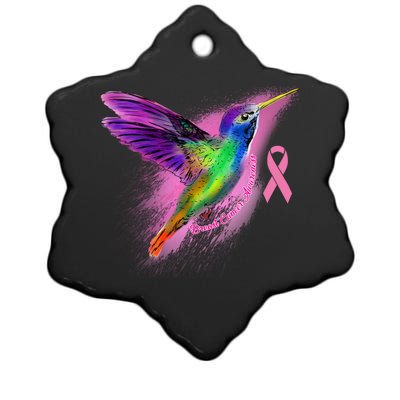 Humming Bird Breast Cancer Awareness Ceramic Star Ornament