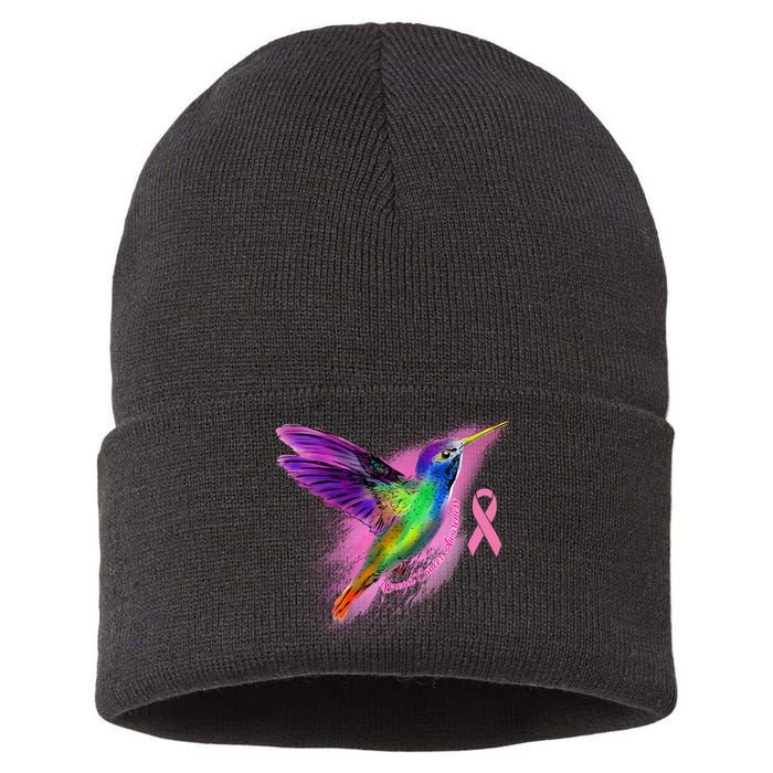 Humming Bird Breast Cancer Awareness Sustainable Knit Beanie