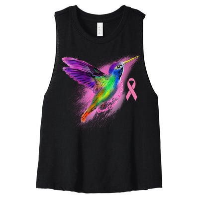 Humming Bird Breast Cancer Awareness Women's Racerback Cropped Tank