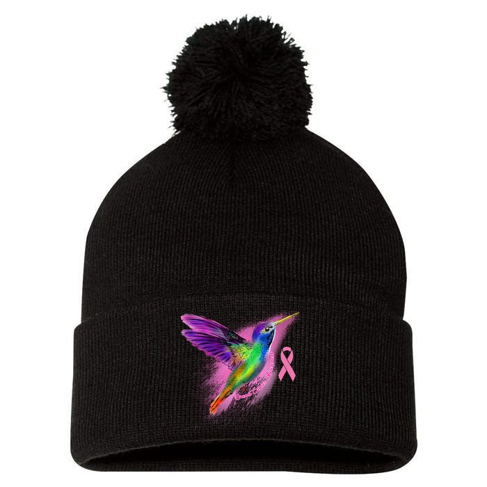 Humming Bird Breast Cancer Awareness Pom Pom 12in Knit Beanie