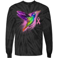 Humming Bird Breast Cancer Awareness Tie-Dye Long Sleeve Shirt