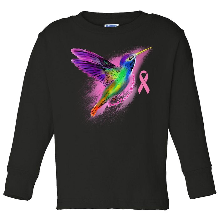 Humming Bird Breast Cancer Awareness Toddler Long Sleeve Shirt