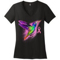 Humming Bird Breast Cancer Awareness Women's V-Neck T-Shirt