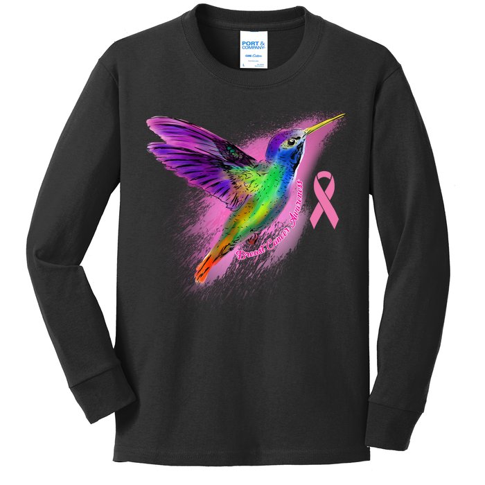 Humming Bird Breast Cancer Awareness Kids Long Sleeve Shirt