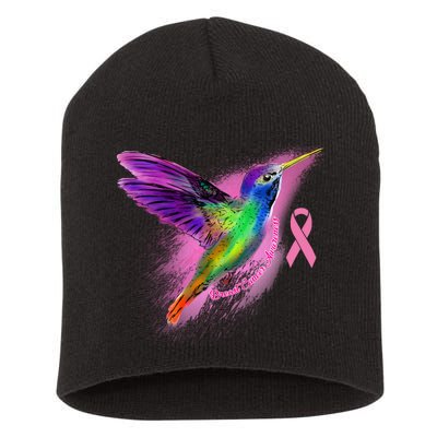 Humming Bird Breast Cancer Awareness Short Acrylic Beanie