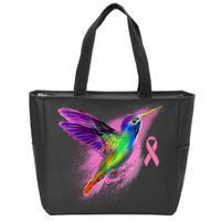 Humming Bird Breast Cancer Awareness Zip Tote Bag