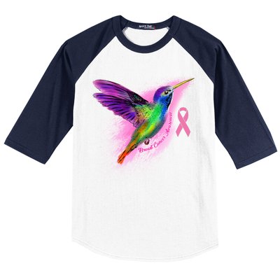 Humming Bird Breast Cancer Awareness Baseball Sleeve Shirt