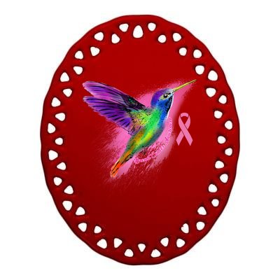 Humming Bird Breast Cancer Awareness Ceramic Oval Ornament