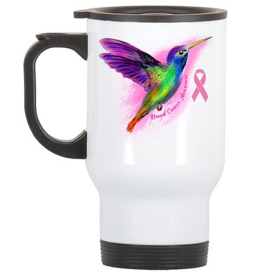 Humming Bird Breast Cancer Awareness Stainless Steel Travel Mug