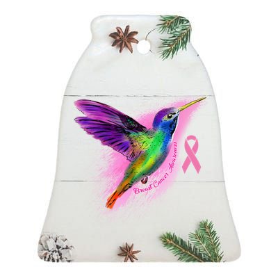 Humming Bird Breast Cancer Awareness Ceramic Bell Ornament