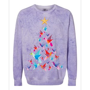 Humming Bird Christmas Tree Colorblast Crewneck Sweatshirt