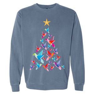 Humming Bird Christmas Tree Garment-Dyed Sweatshirt