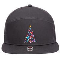 Humming Bird Christmas Tree 7 Panel Mesh Trucker Snapback Hat