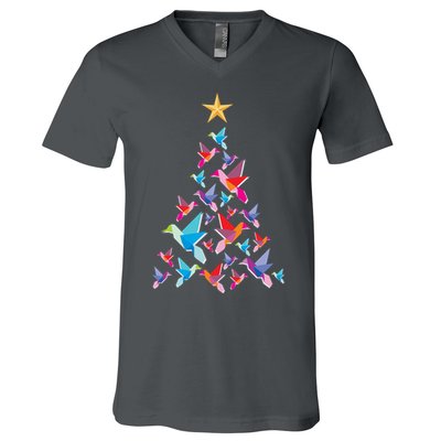 Humming Bird Christmas Tree V-Neck T-Shirt