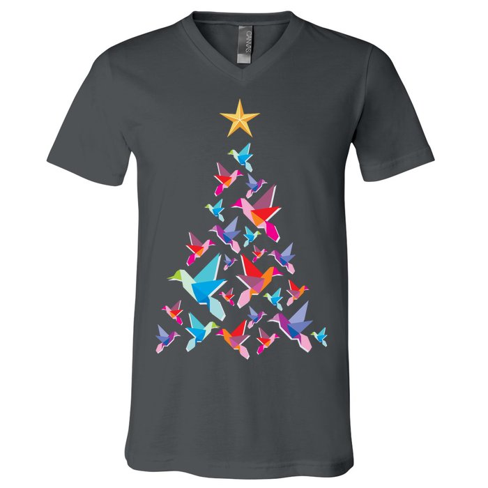 Humming Bird Christmas Tree V-Neck T-Shirt