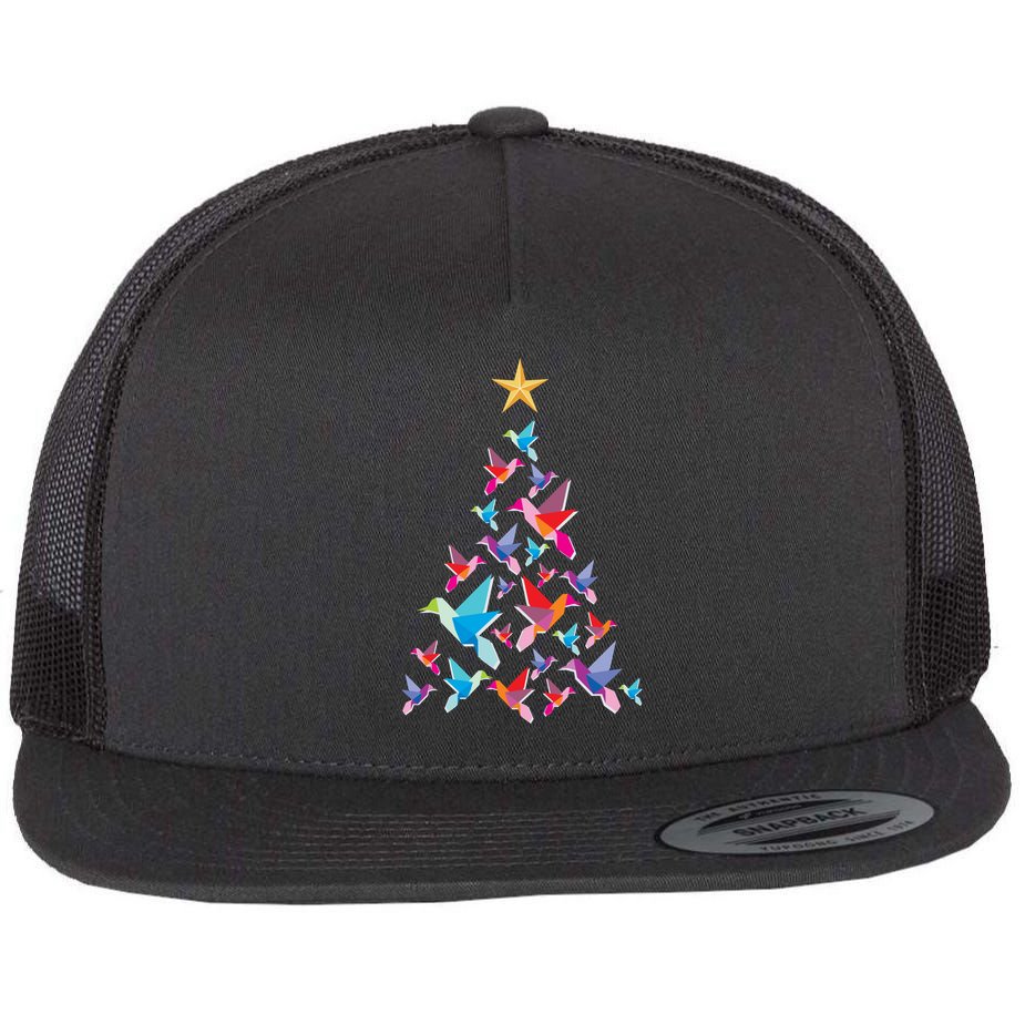 Humming Bird Christmas Tree Flat Bill Trucker Hat
