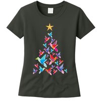 Humming Bird Christmas Tree Womens T-Shirt