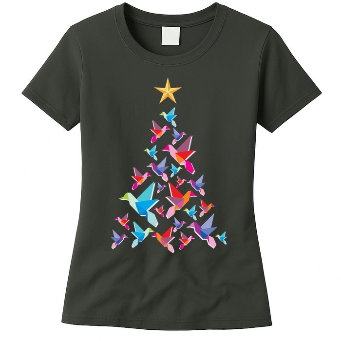 Humming Bird Christmas Tree Womens T-Shirt