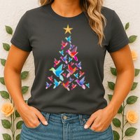 Humming Bird Christmas Tree Womens T-Shirt