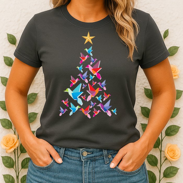 Humming Bird Christmas Tree Womens T-Shirt