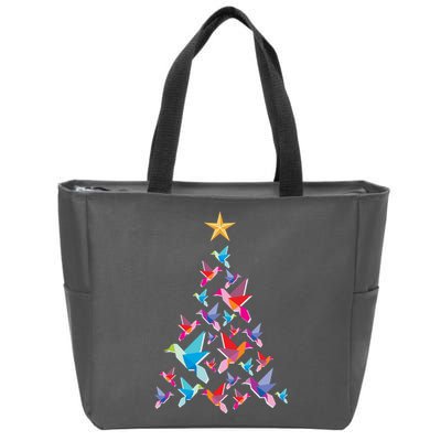 Humming Bird Christmas Tree Zip Tote Bag