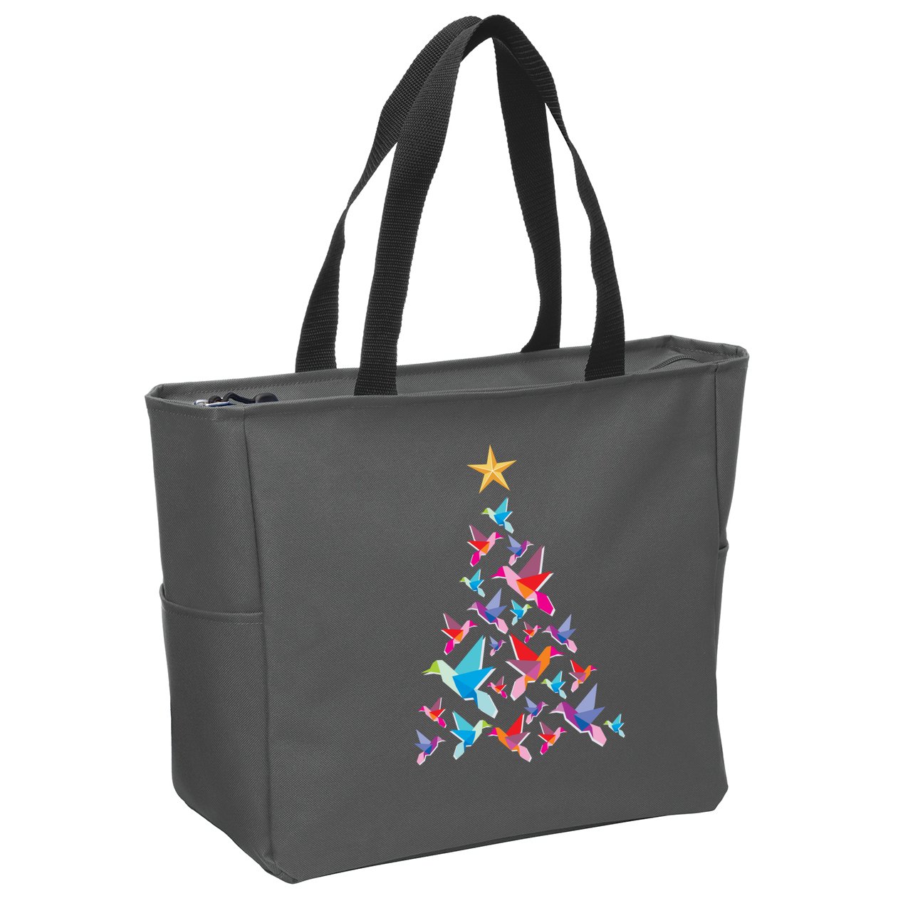 Humming Bird Christmas Tree Zip Tote Bag