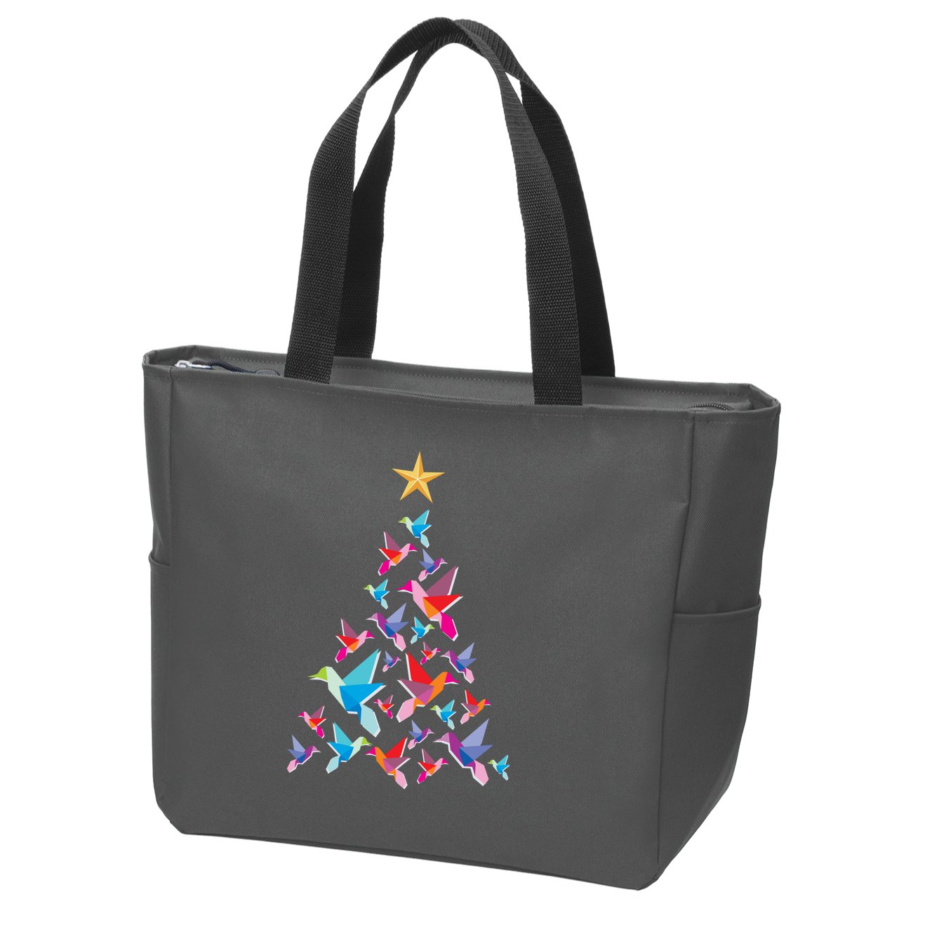 Humming Bird Christmas Tree Zip Tote Bag
