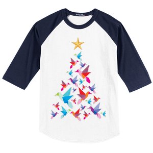 Humming Bird Christmas Tree Baseball Sleeve Shirt