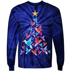 Humming Bird Christmas Tree Tie-Dye Long Sleeve Shirt