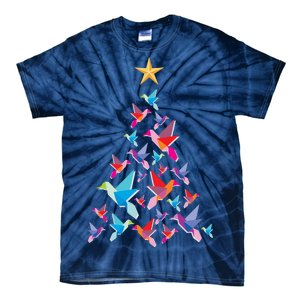 Humming Bird Christmas Tree Tie-Dye T-Shirt