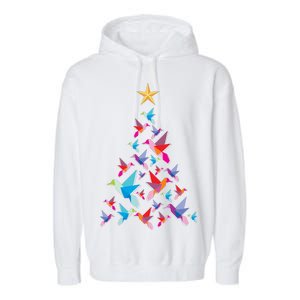 Humming Bird Christmas Tree Garment-Dyed Fleece Hoodie