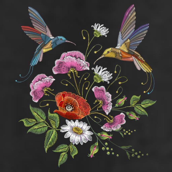 Humming Birds Flowers Cool Comfort Performance Bucket Hat