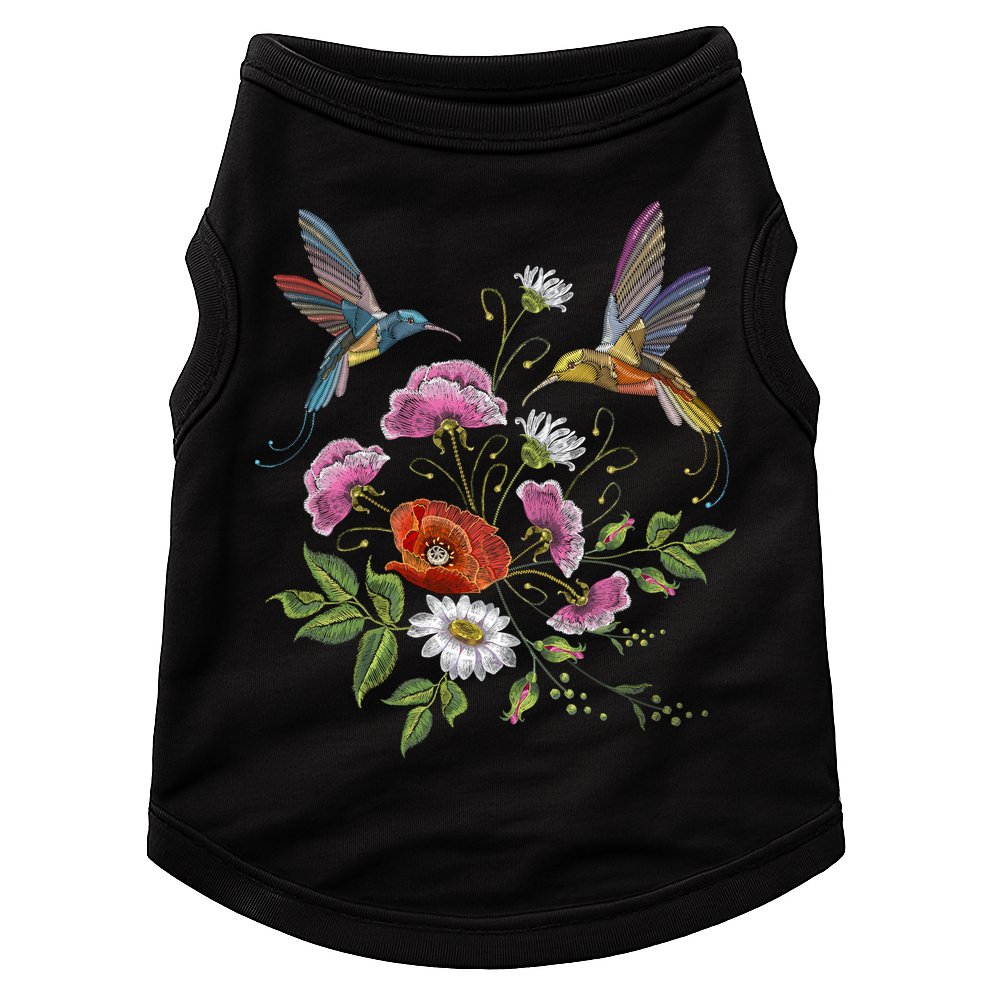 Humming Birds Flowers Doggie Tank