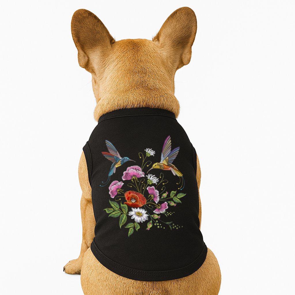 Humming Birds Flowers Doggie Tank