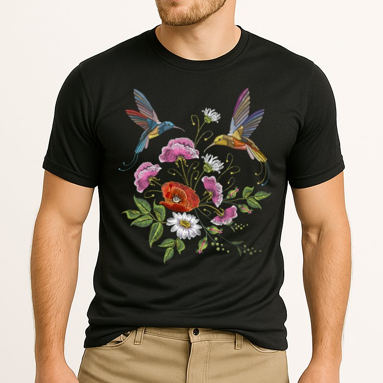 Humming Birds Flowers Cooling Performance Crew T-Shirt