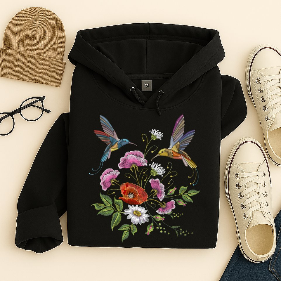 Humming Birds Flowers Hoodie