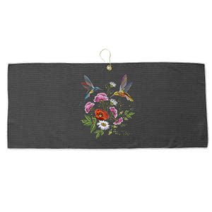 Humming Birds Flowers Large Microfiber Waffle Golf Towel