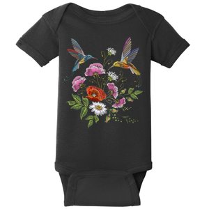 Humming Birds Flowers Baby Bodysuit