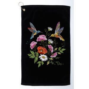 Humming Birds Flowers Platinum Collection Golf Towel