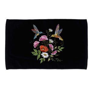 Humming Birds Flowers Microfiber Hand Towel