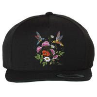 Humming Birds Flowers Wool Snapback Cap