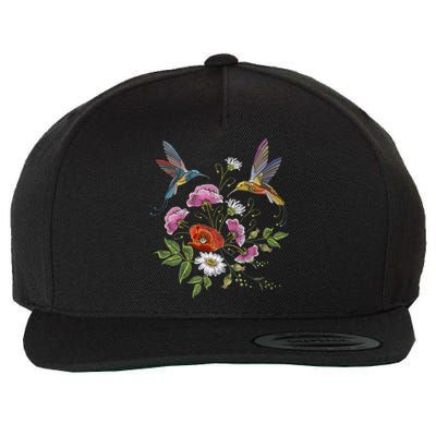 Humming Birds Flowers Wool Snapback Cap