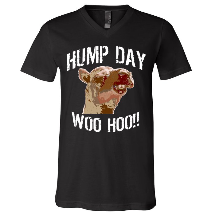 Hump Day Woo Hoo Camel Face V-Neck T-Shirt
