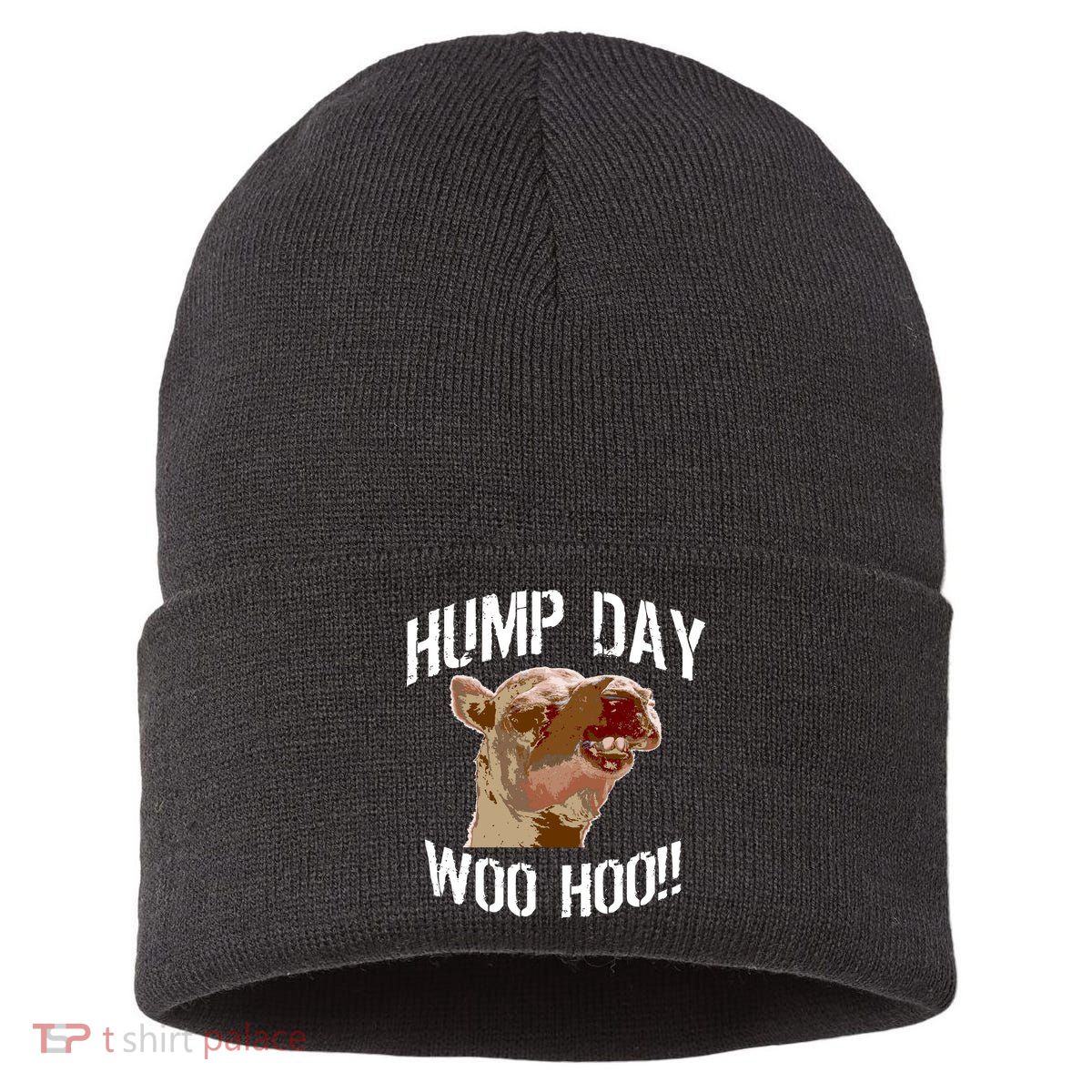 Hump Day Woo Hoo Camel Face Sustainable Knit Beanie