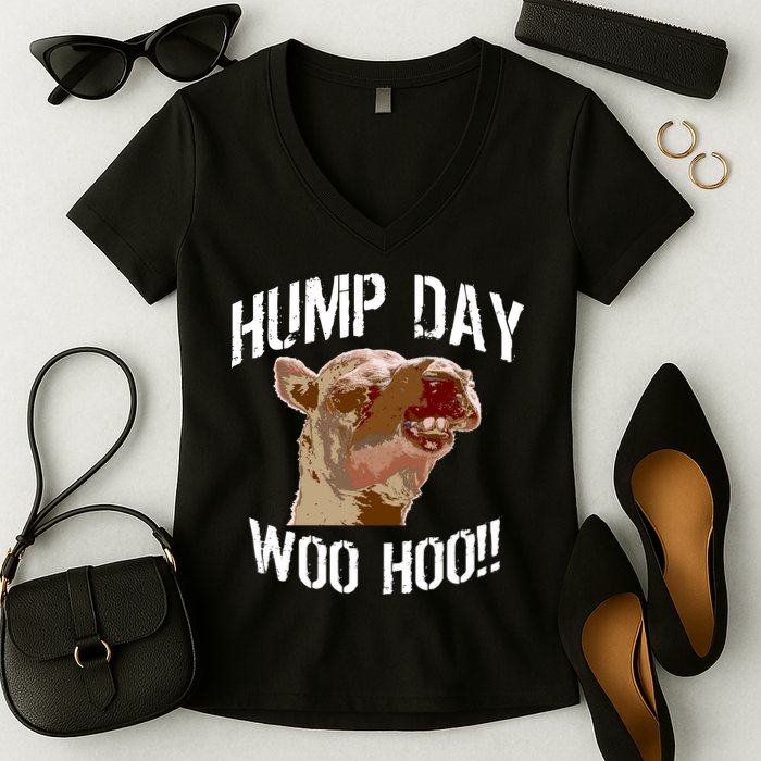 Hump Day Woo Hoo Camel Face Women's V-Neck T-Shirt