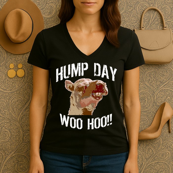 Hump Day Woo Hoo Camel Face Women's V-Neck T-Shirt