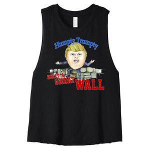 Humpty Trumpty Build A Great Wall Women's Racerback Cropped Tank