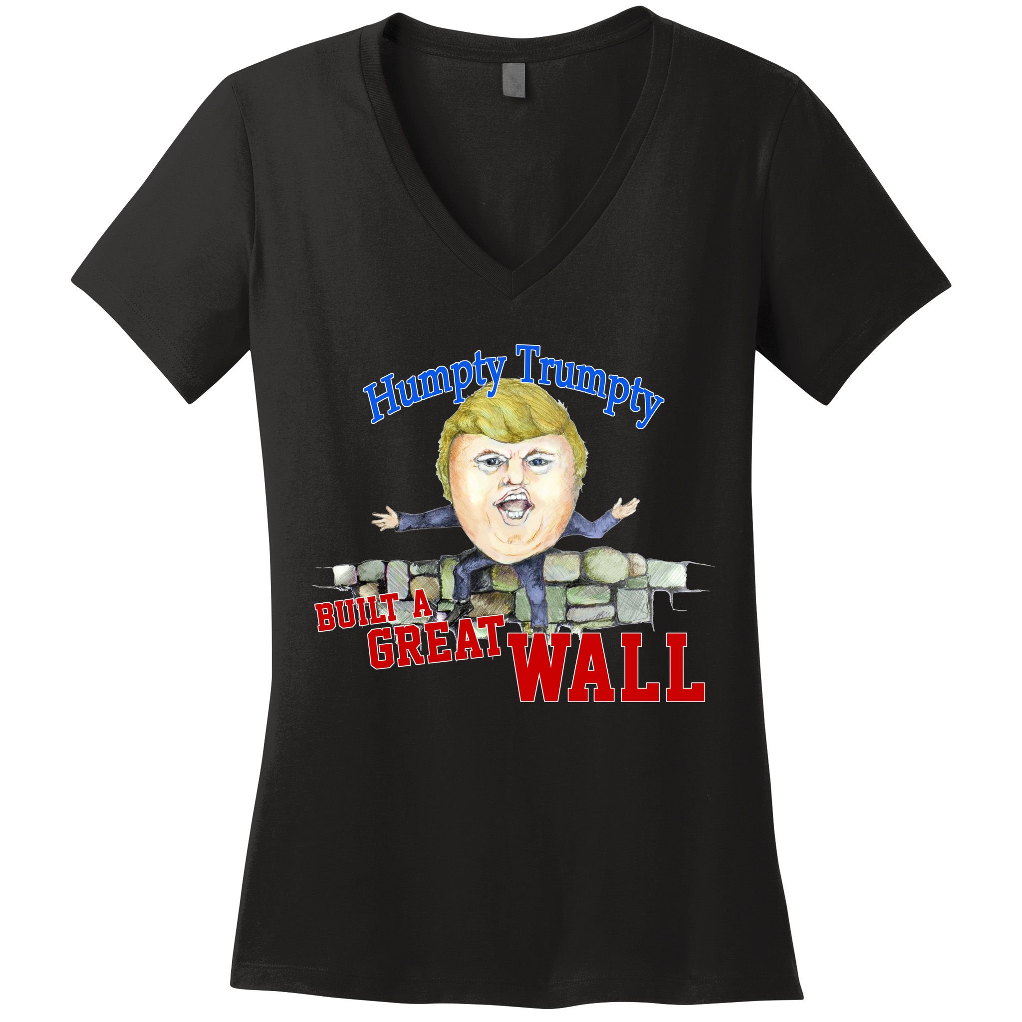 Humpty Trumpty Build A Great Wall Women's V-Neck T-Shirt