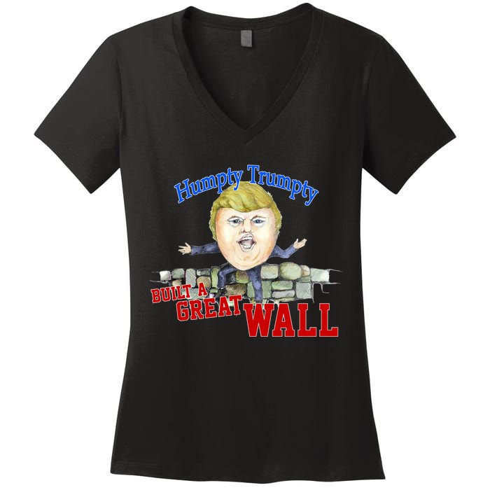 Humpty Trumpty Build A Great Wall Women's V-Neck T-Shirt